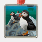 Puffins & Cruise Ship - Seldovia, Alaska Metalen Ornament (Voorkant)