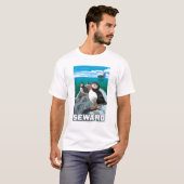 Puffins & Cruise Ship - Seward, Alaska T-shirt (Voorkant volledig)