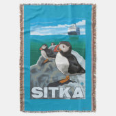 Puffins & Cruise Ship - Sitka, Alaska Deken (Voorkant Verticaal)
