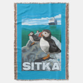 Puffins & Cruise Ship - Sitka, Alaska Deken (Voorkant Verticaal)