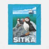 Puffins & Cruise Ship - Sitka, Alaska Fleece Deken (Voorkant)