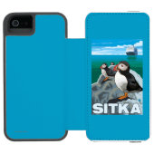Puffins & Cruise Ship - Sitka, Alaska Incipio iPhone Portemonnee Hoesje (Agenda Open)