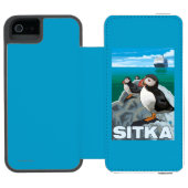 Puffins & Cruise Ship - Sitka, Alaska Incipio iPhone Portemonnee Hoesje (Agenda Open)