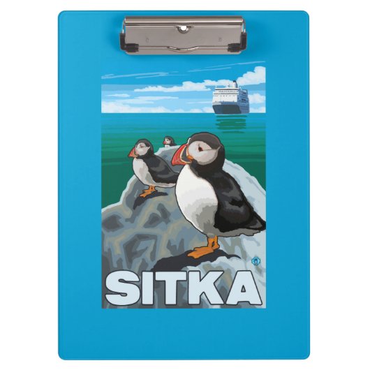 Puffins & Cruise Ship - Sitka, Alaska Klembord (Voorkant)