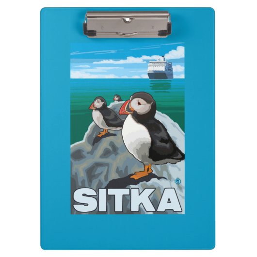 Puffins & Cruise Ship - Sitka, Alaska Klembord (Voorkant)