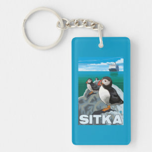 Puffins & Cruise Ship - Sitka, Alaska Sleutelhanger