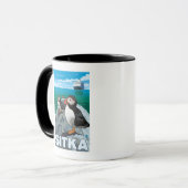 Puffins & Cruise Ship - Sitka Mok (Voorkant links)