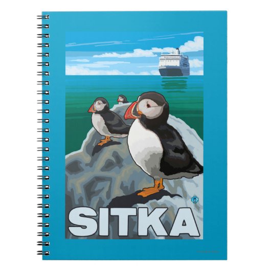 Puffins & Cruise Ship - Sitka Notitieboek (Voorkant)
