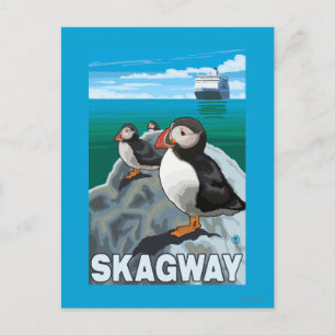 Puffins & Cruise Ship - Skagway, Alaska Briefkaart