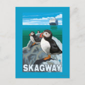 Puffins & Cruise Ship - Skagway, Alaska Briefkaart (Voorkant)