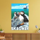 Puffins & Cruise Ship - Skagway, Alaska Canvas Afdruk (Insitu (Woonkamer))
