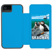 Puffins & Cruise Ship - Skagway, Alaska Incipio iPhone Portemonnee Hoesje (Agenda Open)