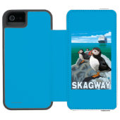 Puffins & Cruise Ship - Skagway, Alaska Incipio iPhone Portemonnee Hoesje (Agenda Open)