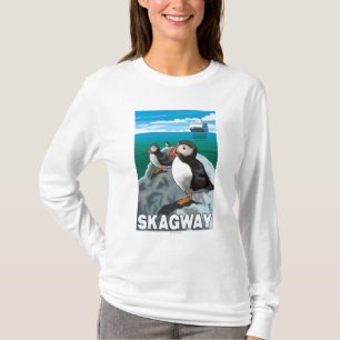 Puffins & Cruise Ship - Skagway, Alaska T-shirt