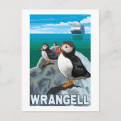 Puffins & Cruise Ship - Wrangell, Alaska Briefkaart (Voorkant)
