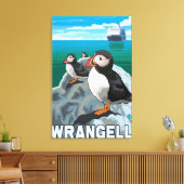 Puffins & Cruise Ship - Wrangell, Alaska Canvas Afdruk (Insitu (Woonkamer))