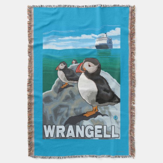 Puffins & Cruise Ship - Wrangell, Alaska Deken (Voorkant Verticaal)