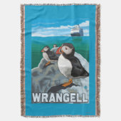 Puffins & Cruise Ship - Wrangell, Alaska Deken (Voorkant Verticaal)