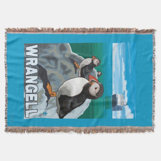Puffins & Cruise Ship - Wrangell, Alaska Deken (Voorkant)