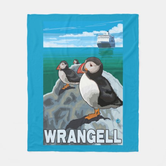 Puffins & Cruise Ship - Wrangell, Alaska Fleece Deken (Voorkant)