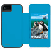 Puffins & Cruise Ship - Wrangell, Alaska Incipio iPhone Portemonnee Hoesje (Agenda Open)