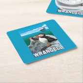 Puffins & Cruise Ship - Wrangell, Alaska Kartonnen Onderzetters (Schuin)