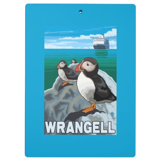 Puffins & Cruise Ship - Wrangell, Alaska Klembord (Achterkant)