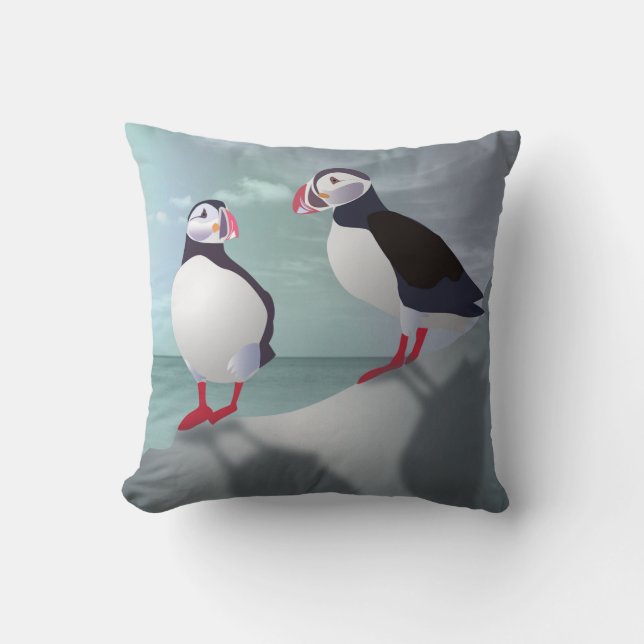 Puffins Design Sierkussen (Voorkant)