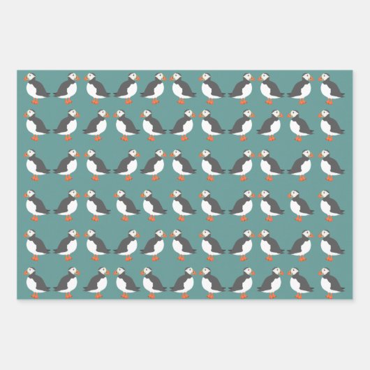 Puffins die papierbladen overvullen inpakpapier vel (Voorkant)