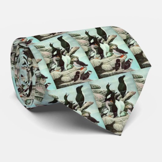  Puffins en watervogels van Louis Fuertes Stropdas (Opgerold)