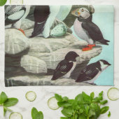 Puffins en watervogels van Louis Fuertes Theedoek (Gevouwen)