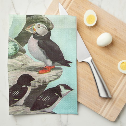  Puffins en watervogels van Louis Fuertes Theedoek (Quarter Fold)