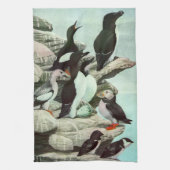  Puffins en watervogels van Louis Fuertes Theedoek (Verticaal)