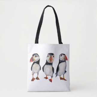 puffins in september tote bag