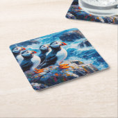 Puffins Kartonnen Onderzetters (Schuin)