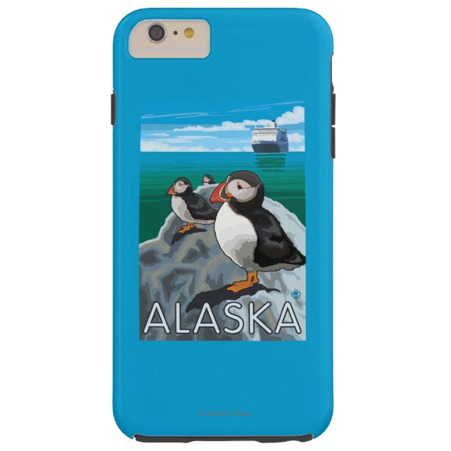 Puffins kijken naar een cruiseschip Case-Mate iPhone case (Achterkant)