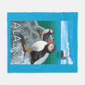 Puffins kijken naar een cruiseschip fleece deken (Voorkant (Horizontaal))