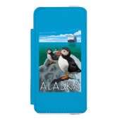 Puffins kijken naar een cruiseschip incipio iPhone portemonnee hoesje (Voorkant Agenda)