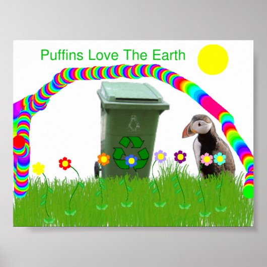 Puffins Love the Earth Poster (Voorkant)