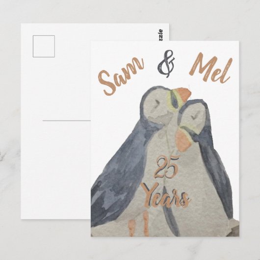 Puffins met Jubileum Briefkaart (Voorkant / Achterkant)