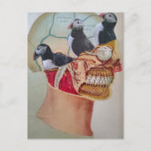 Puffins on the Brain Surreal mixed media collage Briefkaart (Voorkant)
