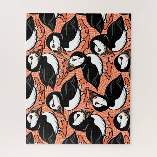 Puffins op Parade - Sinaasappel - Legpuzzel (Verticaal)