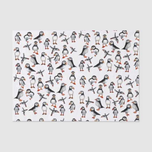 Puffins-patroon Tissuepapier (Voorkant)