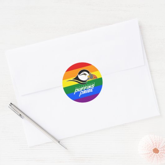 Puffins Pride Ronde Sticker (Envelop)