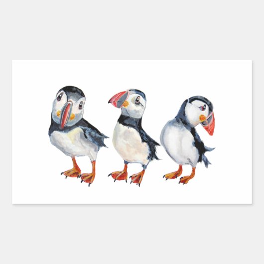 Puffins Rechthoekige Sticker (Voorkant)