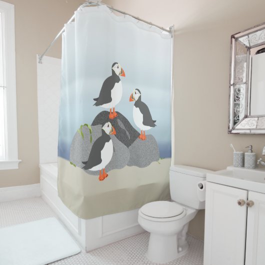 Puffins Shower Curtain Douchegordijn (In situ)