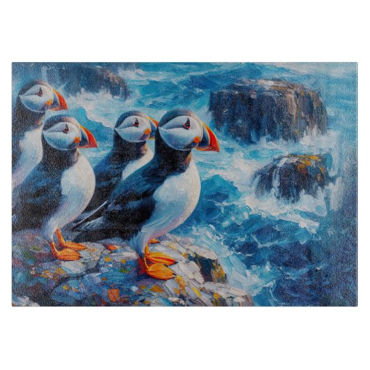 Puffins Snijplank (Voorkant)