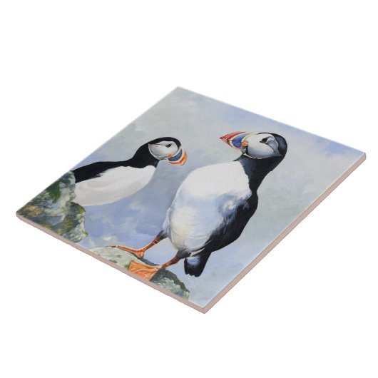 Puffins Tile/Trivet Tegeltje (Zijkant)