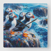 Puffins Vierkante Klok (Voorkant)