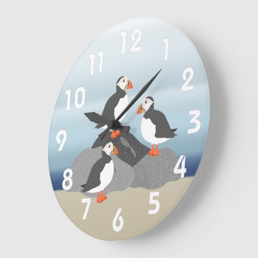 Puffins Wall Clock Grote Klok (Hoek)